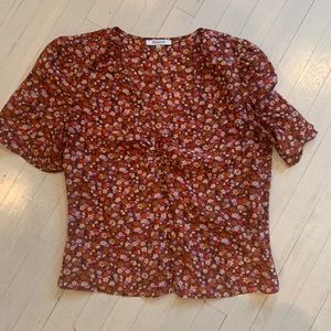 Madewell - Silk Button-Sleeve Top in Spring Prairie